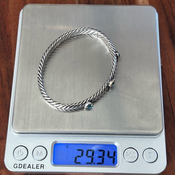 Gorgeous David Yurman Sterling Silver & 18k Gold Blue Topaz Renaissance Bracelet - Picture 14 of 14